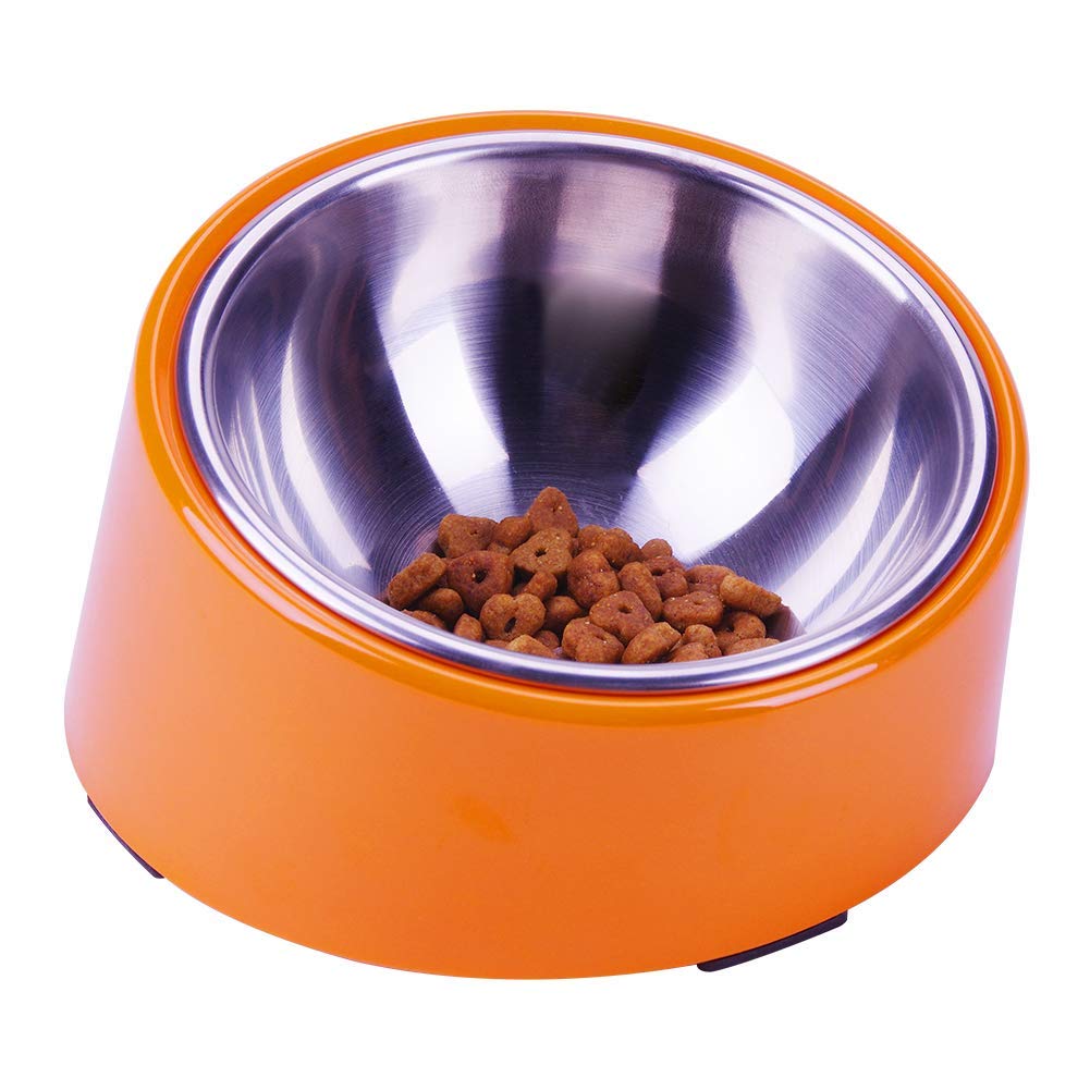 Super DesignMess Free 15 Degree Slanted Bowl for Dogs and Cats 0.5 Cup Orange