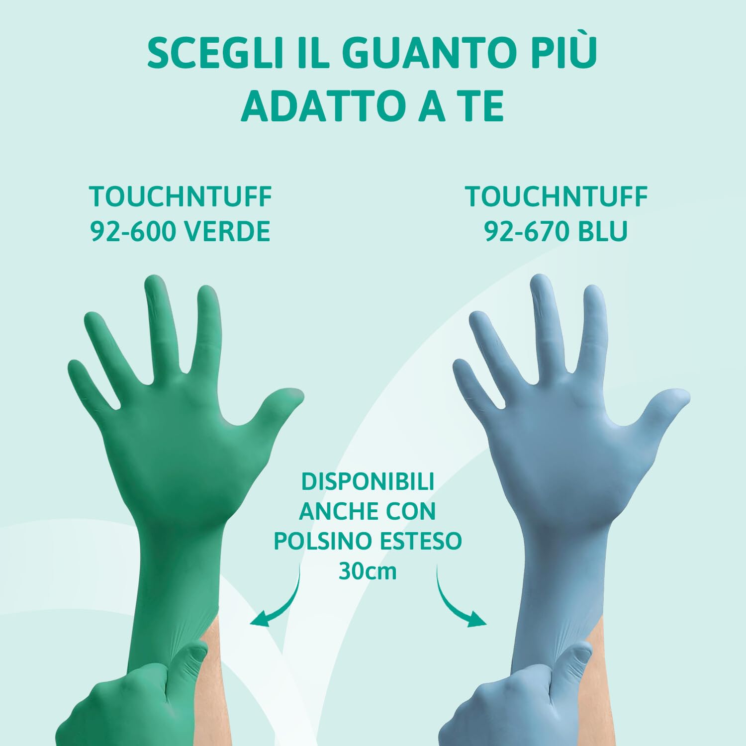 Ansell TouchNTuff 92-600 Guanti Monouso in Nitrile, Senza Polvere, Alta Resistenza Chimica e Meccanica, Protezione degli Alimenti, Usi Professionali e Industriali, Verde, Taglia L (100 Guanti)