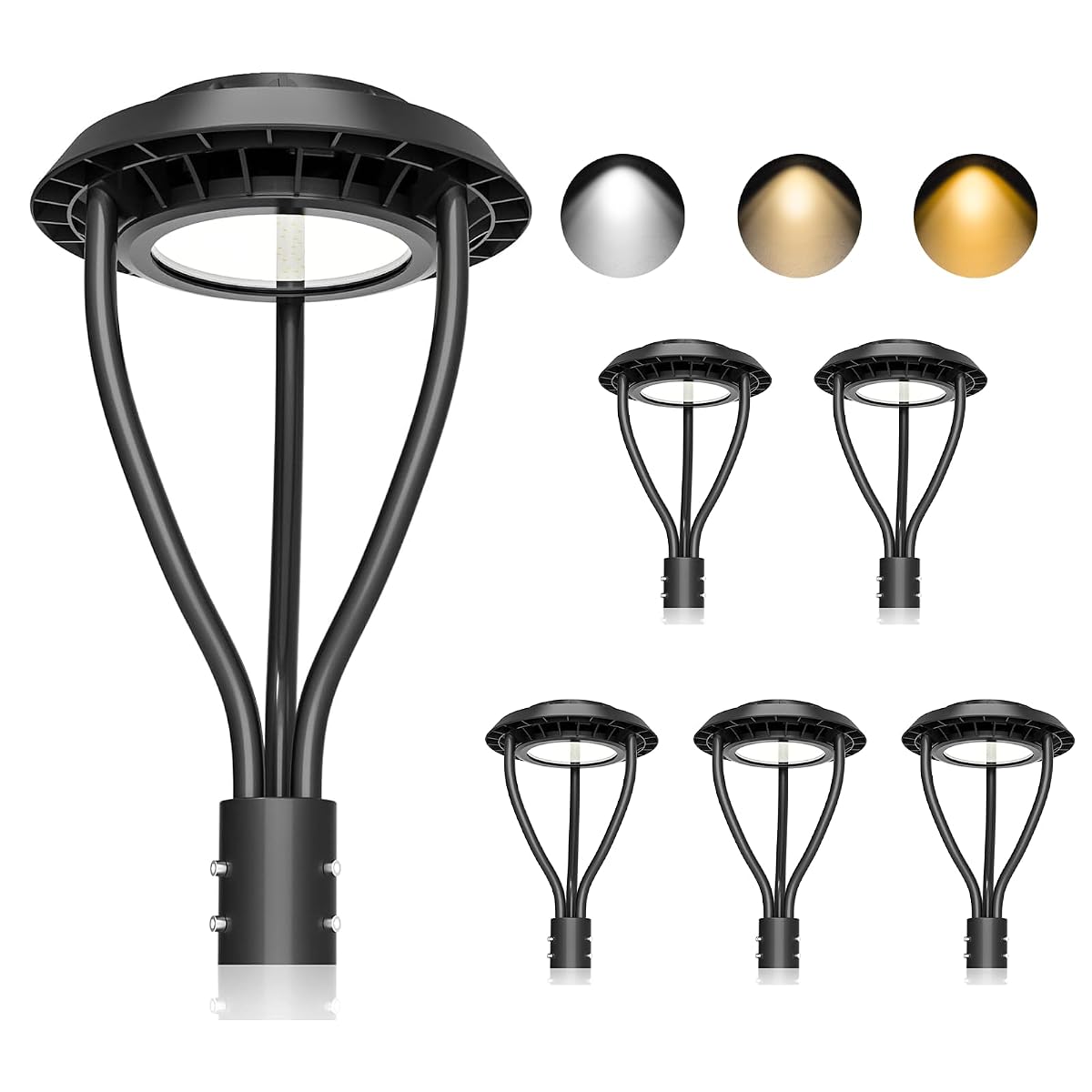Kukuppo 6Pack 60W Led Post Top Light Etl&Dlc Listed 8400Lm Adjustable Cct