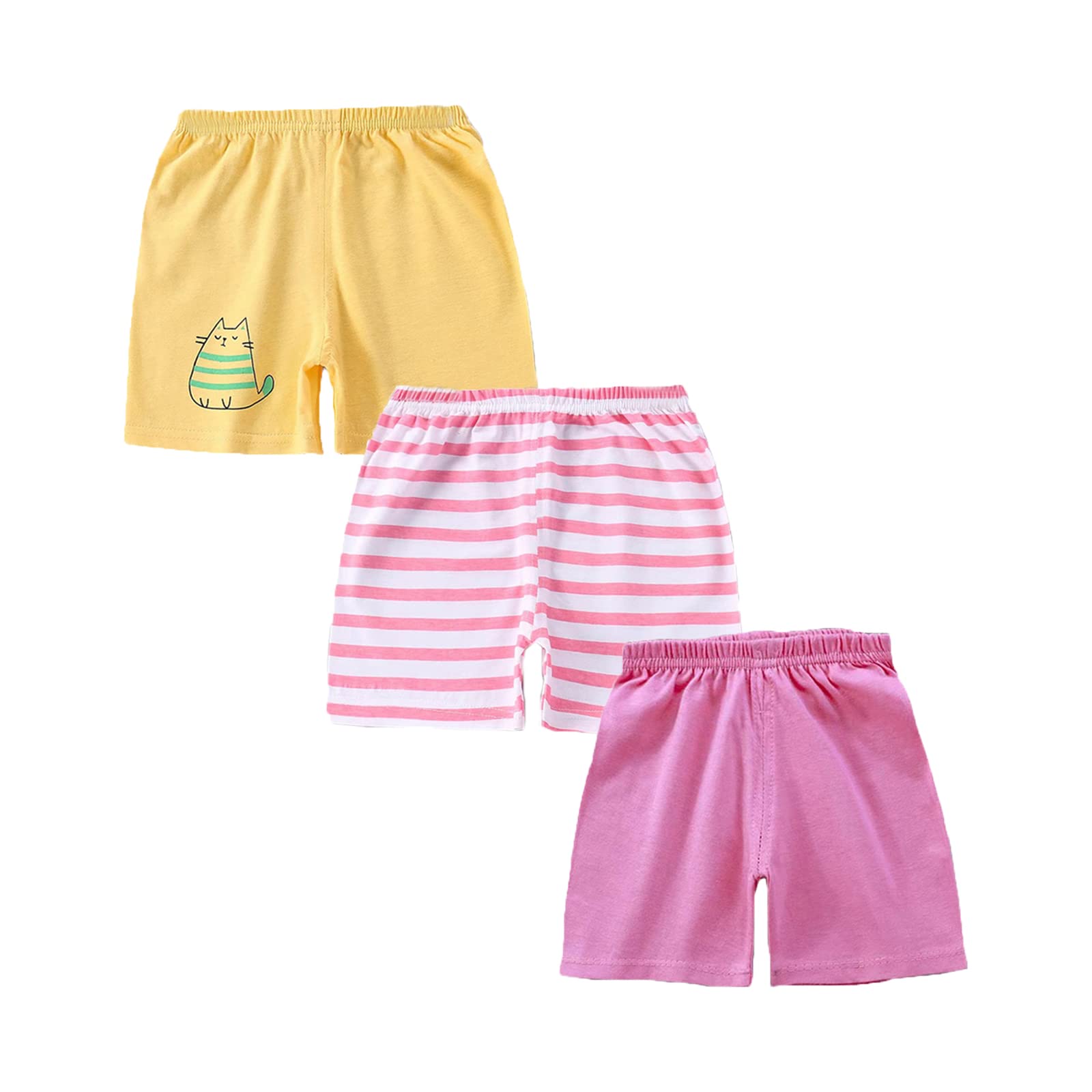 Toddler Baby Girls Summer Shorts Clothes Set for Infant Girls Cotton Shorts Pants 3 Pack