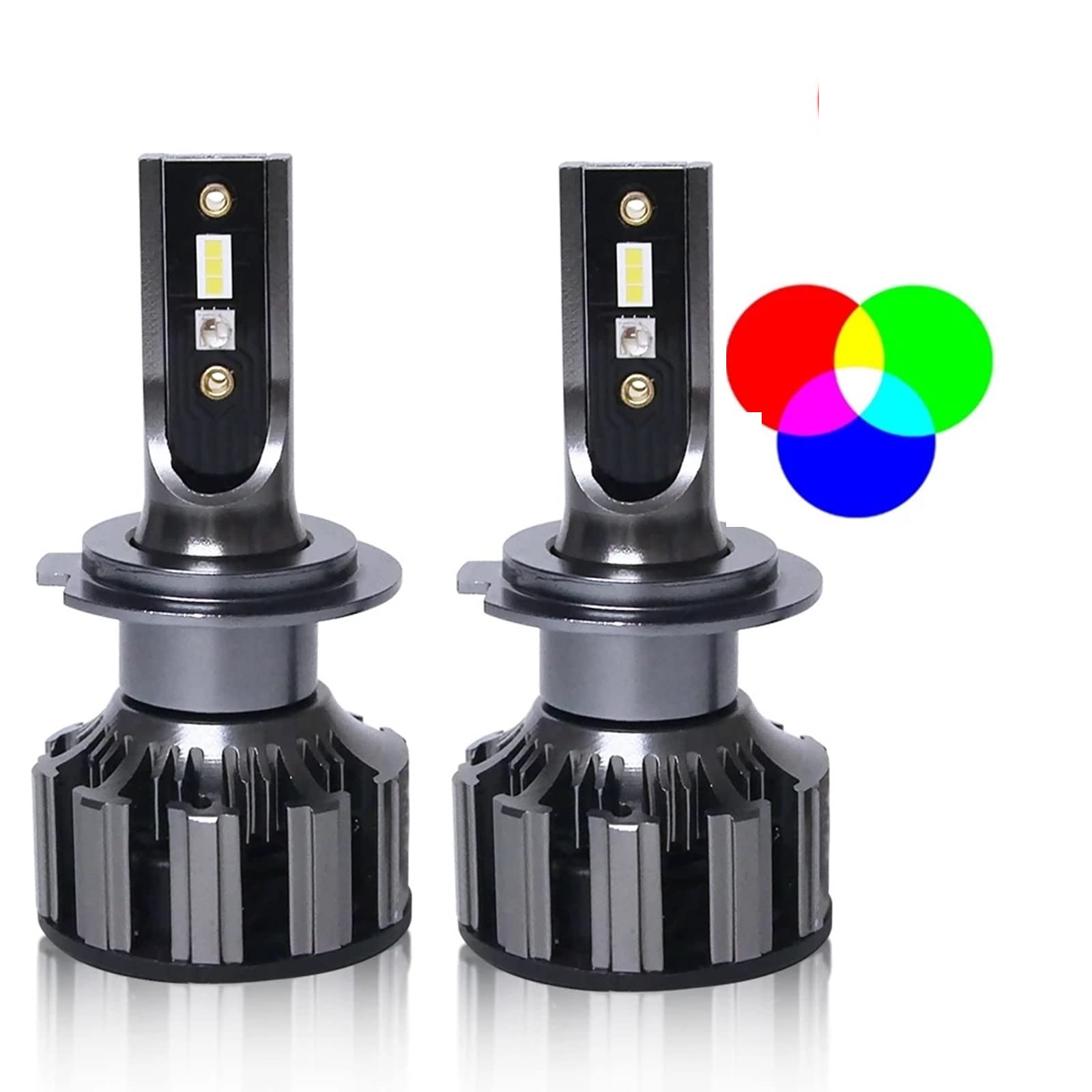 Lampadine per Fari LED RGB, Conversione Fari Bluetooth RGB + LED Abilitata per App, Kit di Conversione Fari IP68 Impermeabile, Installazione Rapida, Confezione da 2,H4