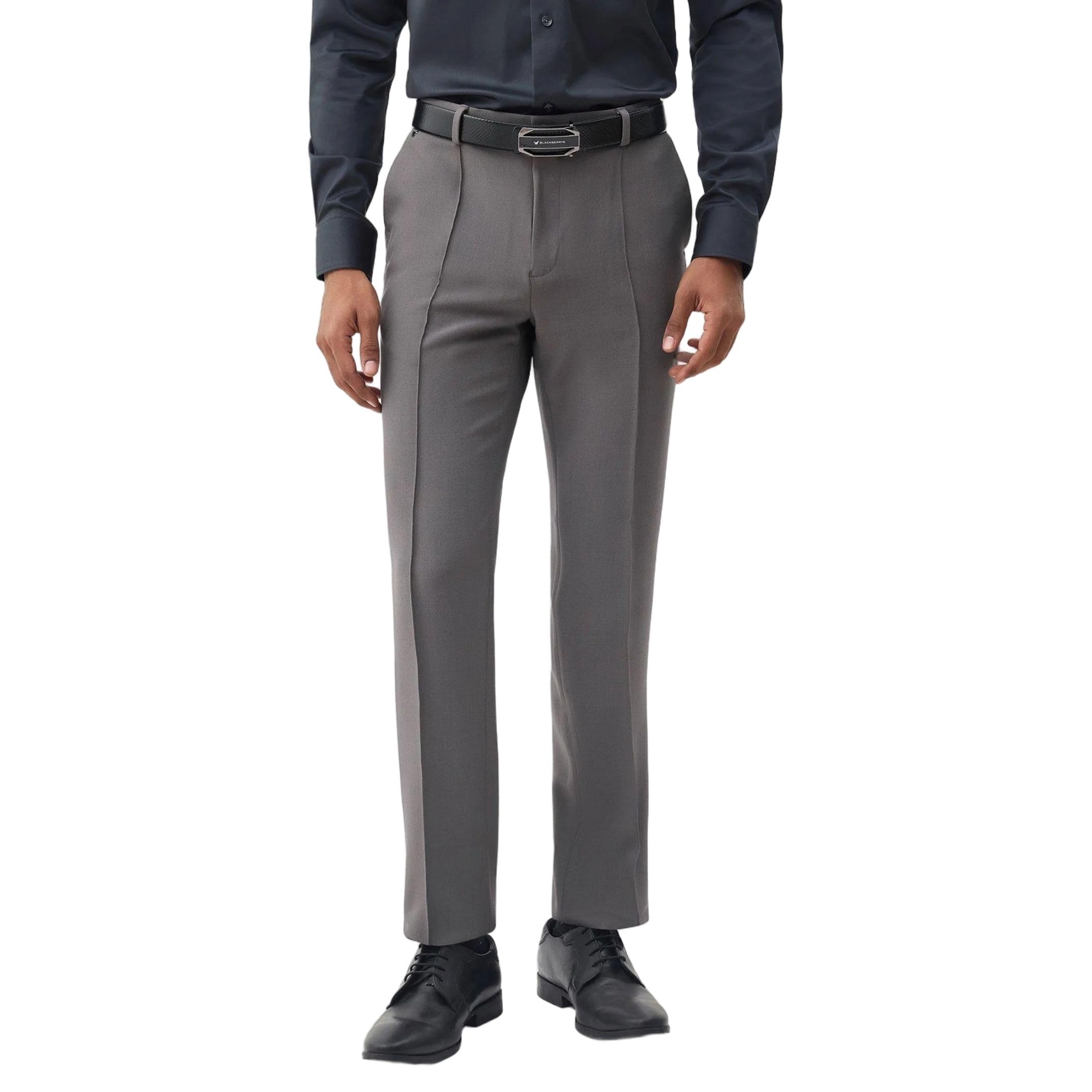 blackberrys Men's Solid Mouse Slim-Fit Trousers |Office Wear & Casual Wear-picture-55
