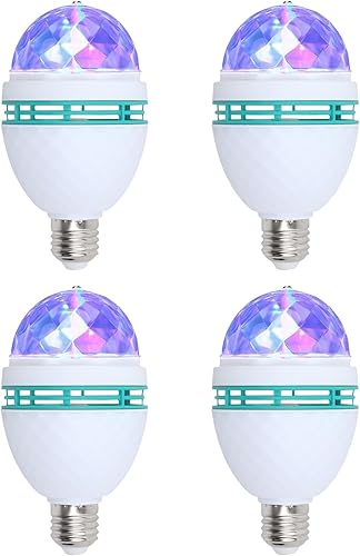 Miniatura 9 de Paquete de 1 bombilla giratoria de color E26 para fiesta, luces de escenario de múltiples cristales para discoteca, bombilla estroboscópica RGB que