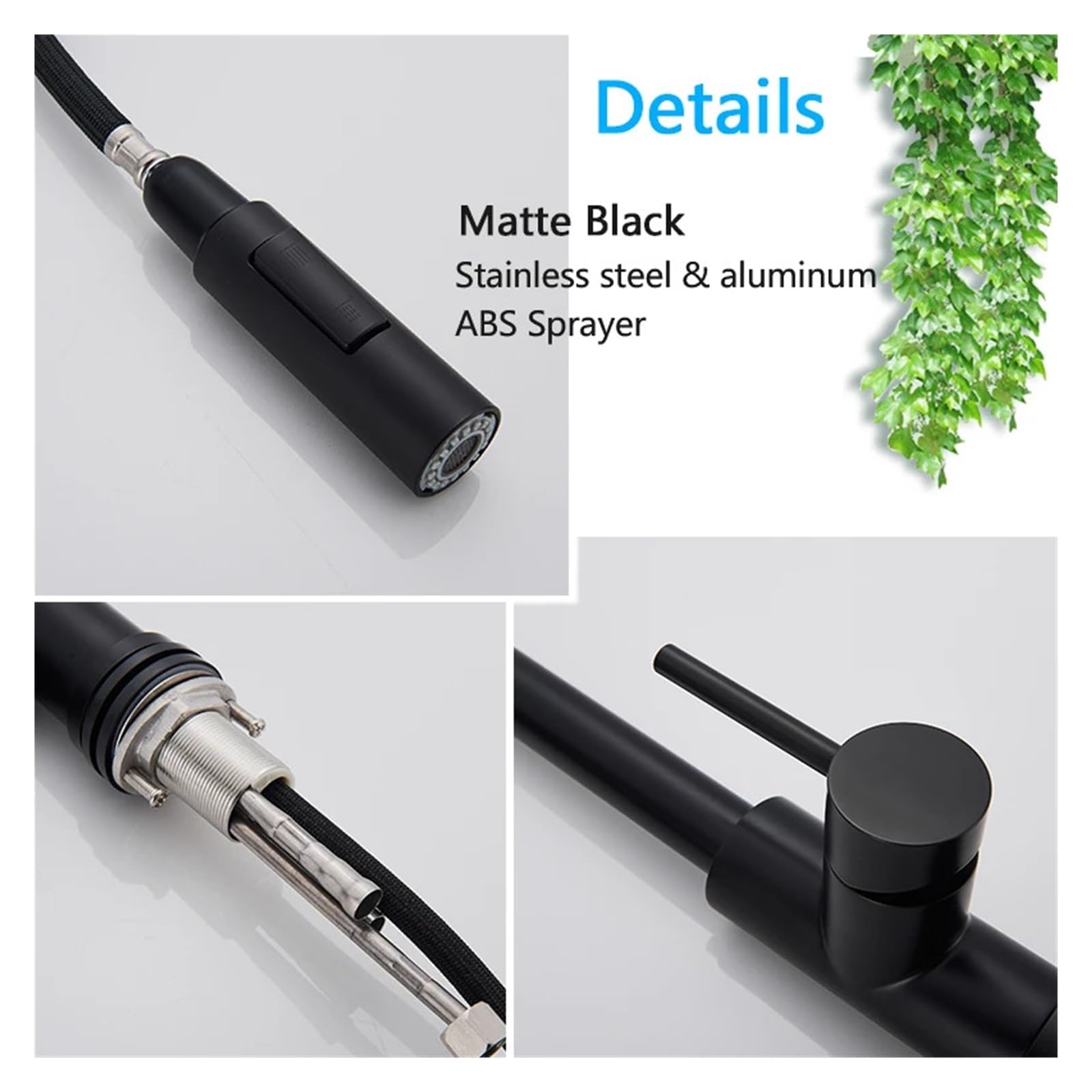 Smart Touch Küchenarmatur Schwarz Ausziehbarer Sensorhahn Schwarz/Nickel 360-Grad-Schwenkkran 2 Ausgänge Wassermischhahn(Brushed nickel sense)