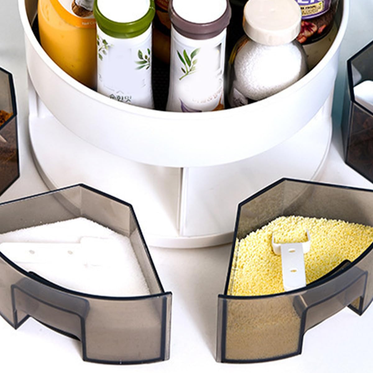 Portaspezie Grande e Design Semplice per Spezie e Condimenti e Decorativa Doppio Strato in Pp e Hips Rotante per Spezie e Condimenti e Decorativa da Cucina