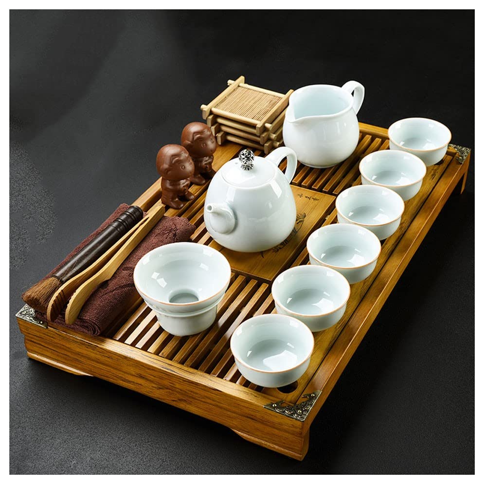 Service à thé, service à thé chinois, service à thé gongfu, service à thé statue de Bouddha, service à thé Kungfu japonais, service à thé Gongfu - théière en céramique, tasse à thé et soucoupe, suppor