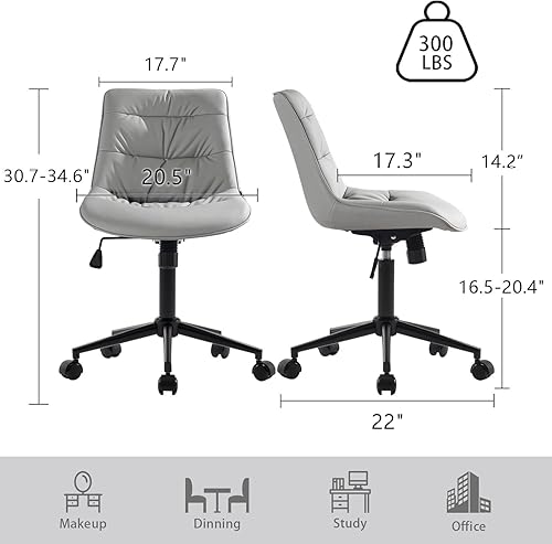 Vista 2 de Kidol & Shellder Silla de oficina de piel sintética, silla de trabajo de altura giratoria ajustable, ruedas giratorias y respaldo suave, silla