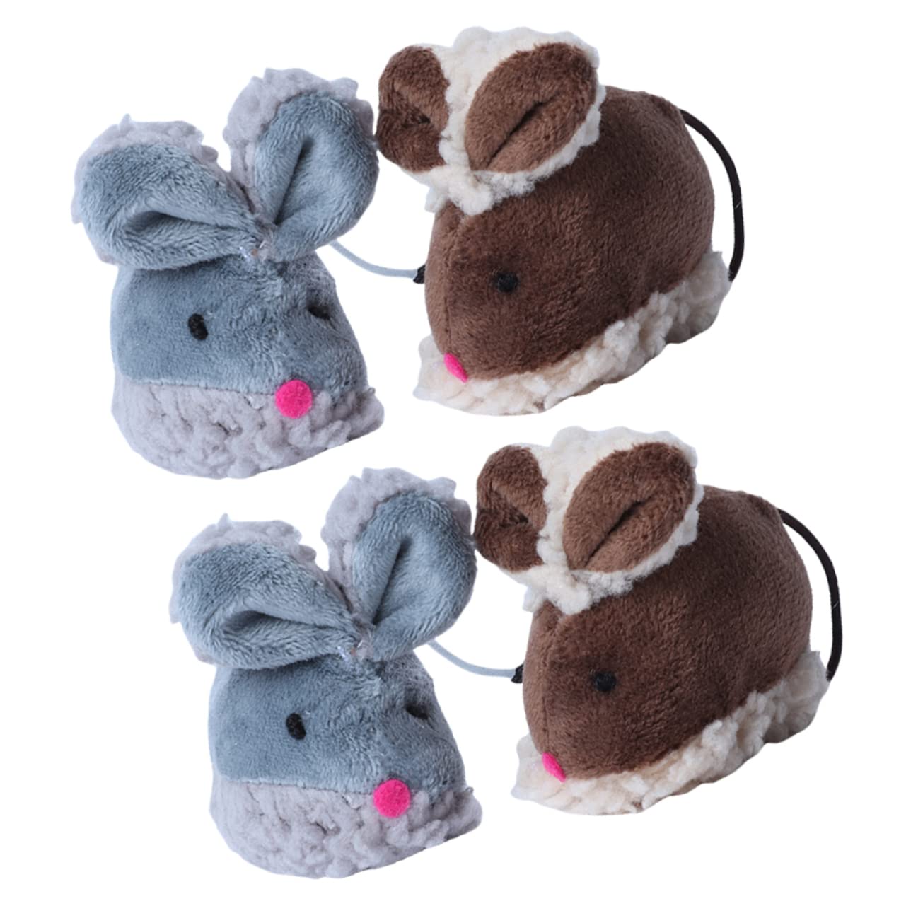 Abaodam 4pcs Interactive Mouse Cat Cute Teething for Indoor Cats Engaging Mice Stimulate Hunting Instincts Pets