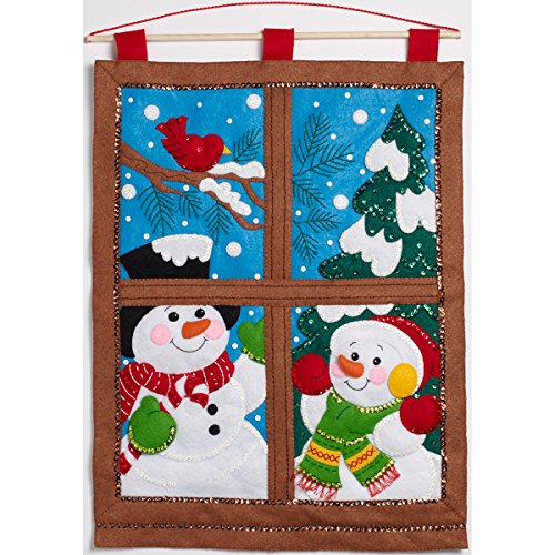 Bucilla Felt Applique Wall Hanging Kit, Winter Window, 15 21-Inch, , 15