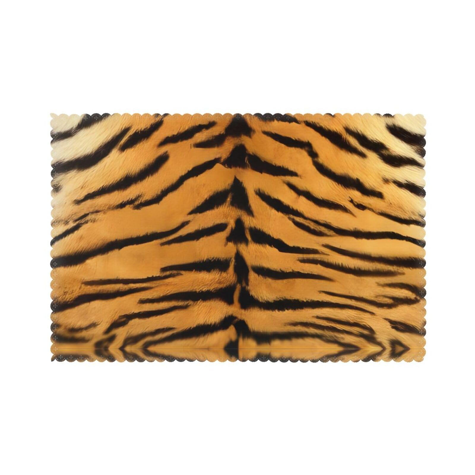 WHJSHOP Tiger Skin Prints Placemats Set of 6 12x18in - Heat Resistant Table Layers for Homes, Hotels & Stylish Dining