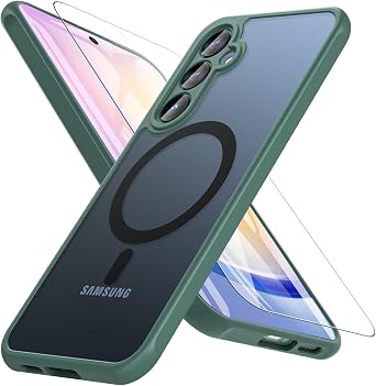 Magnetic Case for Galaxy A14 5G Phone Case with Glass Screen Protector,[Compatible with MagSafe], Military Drop Protection Shockproof Cover for Samsung Galaxy A14 5G Case-Green