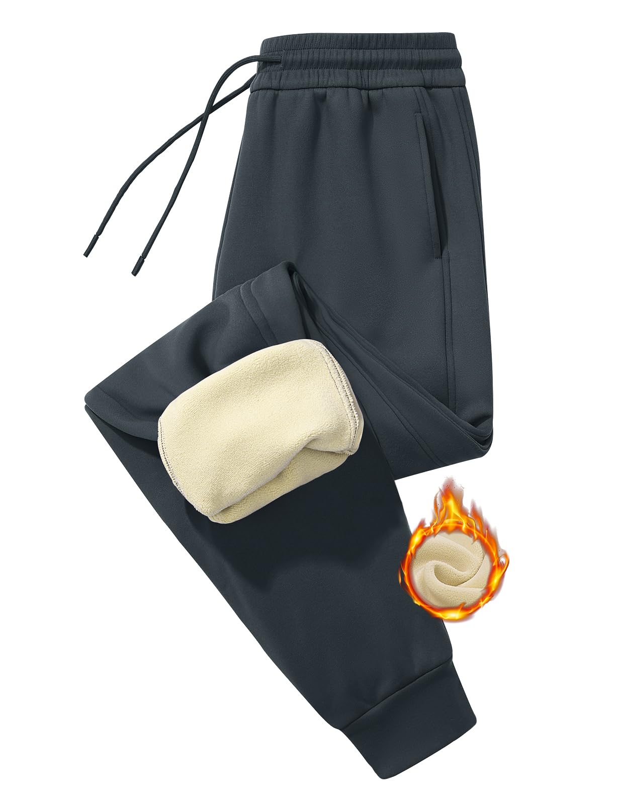 PASUDA Pantaloni Tuta Donna in Pile Invernali Sherpa Foderati Pantaloni da Jogging Donna Caldi Elastico Vita Alta Pantaloni Casual Pantaloni Sportivi da Jogger con Coulisse e Tasche