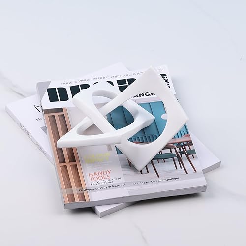 Miniatura 5 de DOVDOV Decoración geométrica de nudo blanco, esculturas geométricas, decoraciones modernas para el hogar para decoración del hogar, mesas de