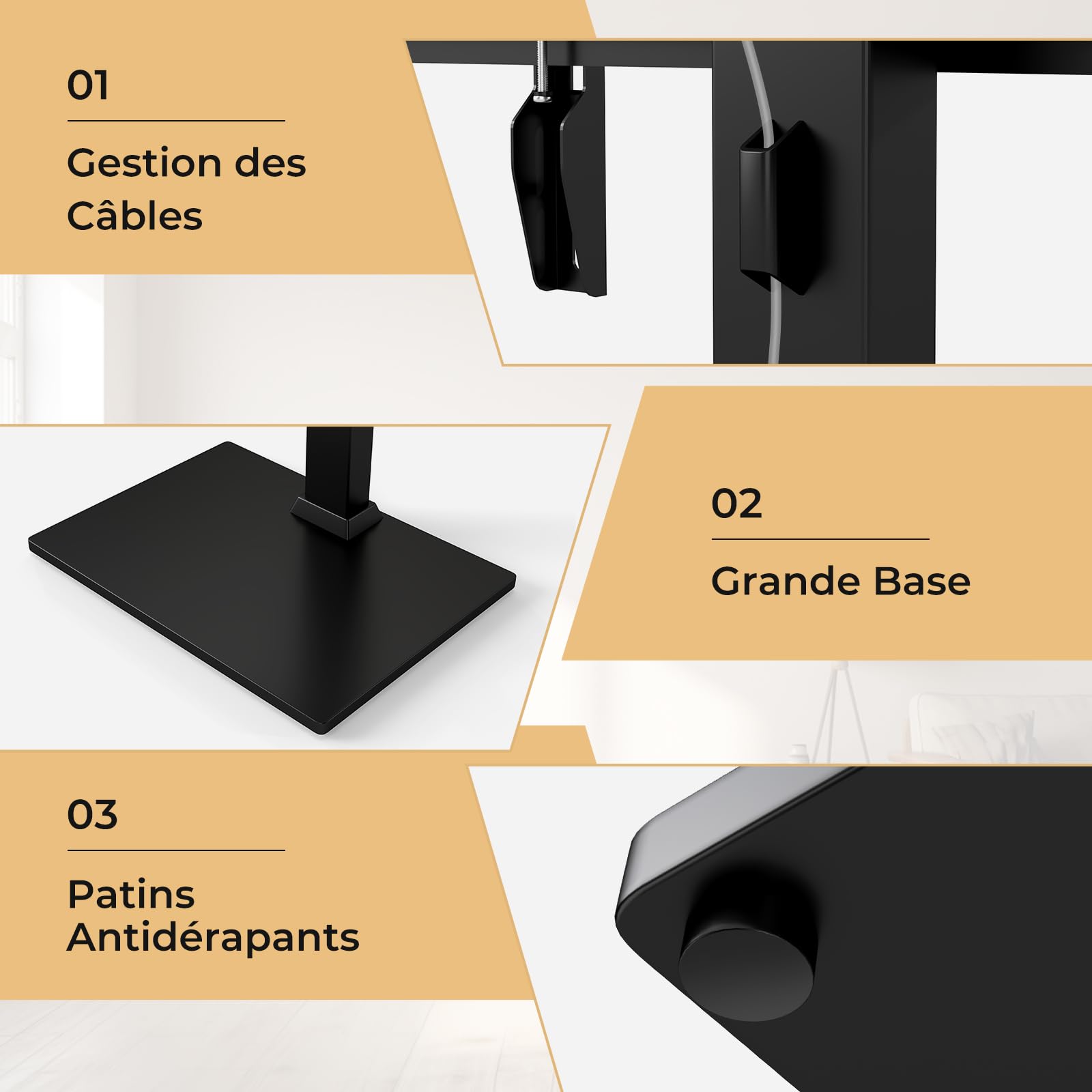 GYMAX Support TV sur Pied Inclinable, Hauteur Réglable, avec Prise de Courant, Étagère de Rangement, pour Télévision Écran de 32 à 70″ Jusqu'à 50 KG, VESA Max 600 x 400 mm