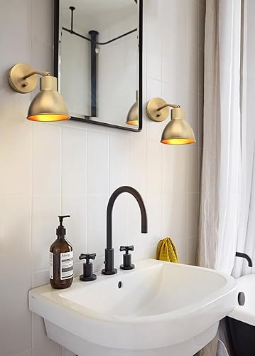 Miniatura 6 de Yosoan Juego de 2 apliques de pared de lectura para interiores con interruptor de encendido y apagado, latón, moderno, vintage, industrial con