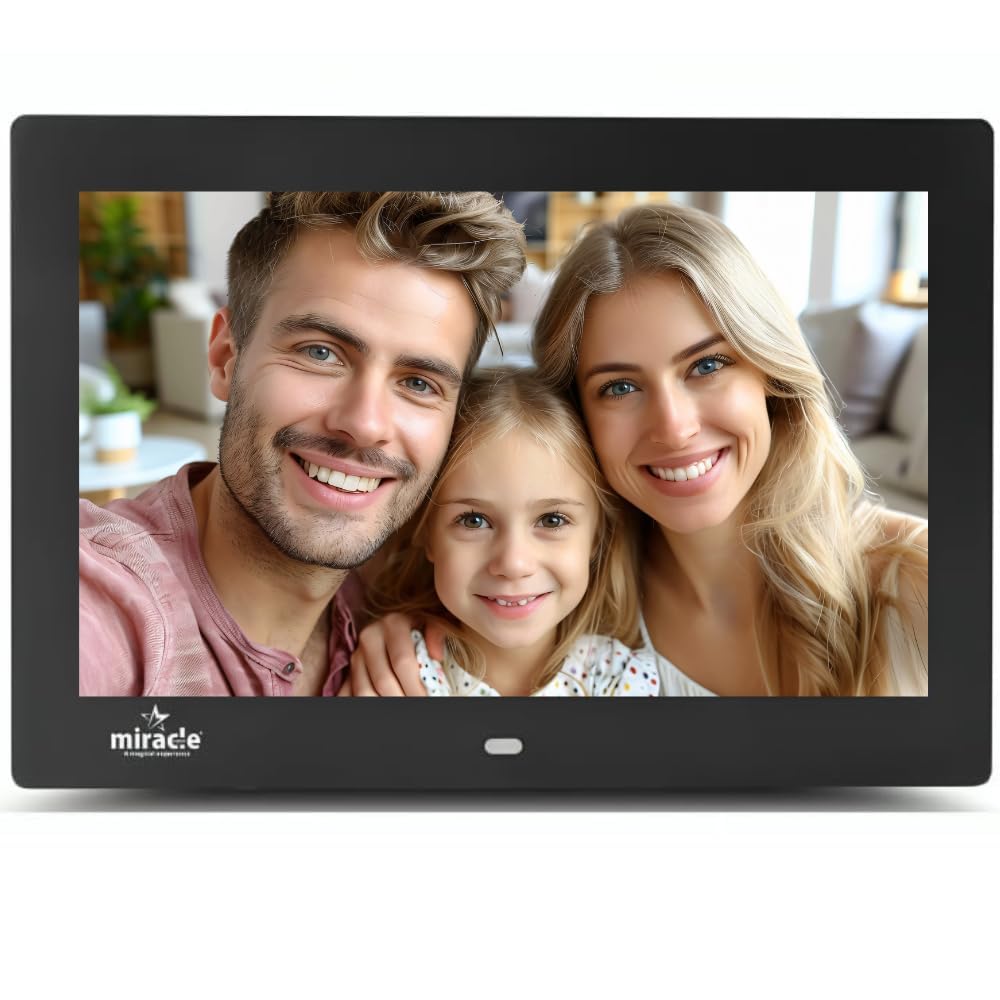 Miracle Digital 10'' IPS Digital Photo Frame with High Def Screen, USB Disk Card, Remote Photos Slide Show, Video Audio, Support SD Built in 8 GB Memory & 2GB RAM