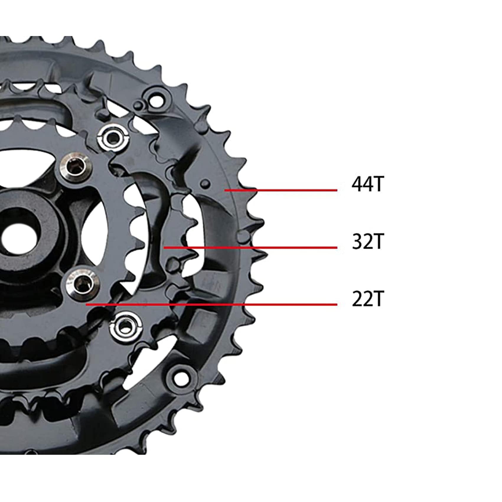 ENGWE MTB Juego de bielas para bicicleta de montaña de 27 velocidades, plato hueco integrado, piñón rojo