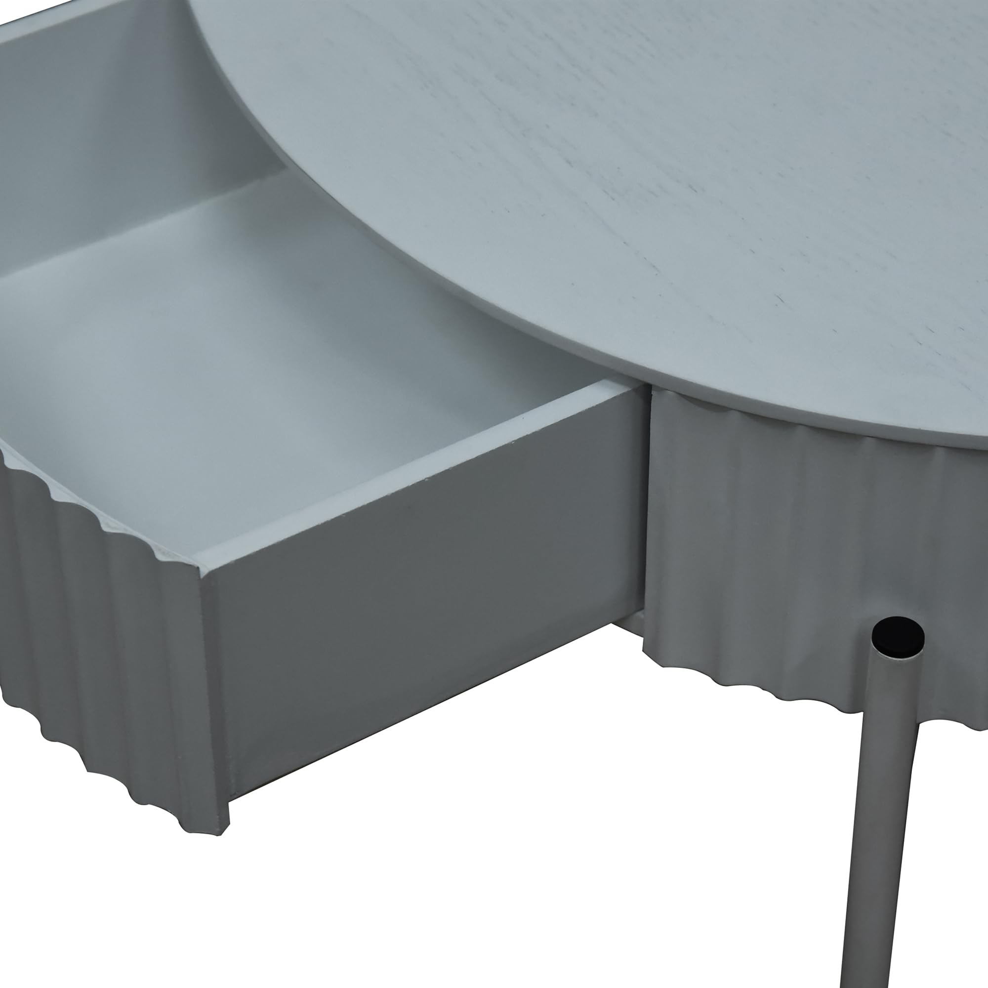 [en.casa] Table Basse de Salon avec Plateau Rond et Tiroir Table d'Appoint Design Élégant Intemporel avec Compartiment de Rangement MDF Métal 36 x 60 cm Gris