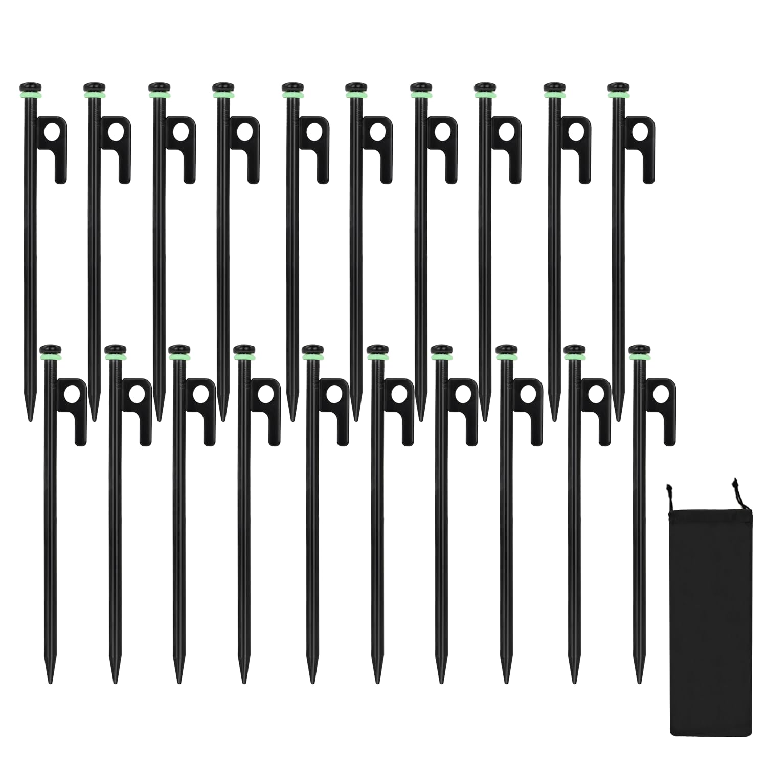 20 picchetti per tenda, 20,3 cm, resistenti, con custodia, diametro 0,9 cm, pali in acciaio forgiato per tende utilizzate su rocce, campi di neve (20 pali da 20,3 cm)