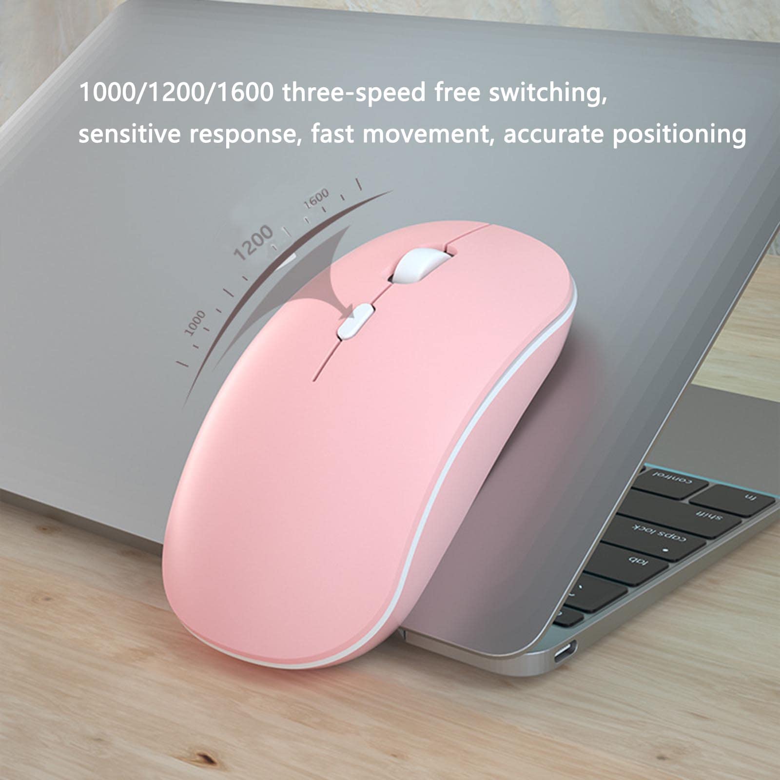 JUSHZ Souris sans Fil Ergonomique Gamer Bluetooth Gaming Rechargeable 2,4 GHz Brancher Et Utiliser Suivi Optique Roues en Caoutchouc Antidérapantes Intégrées (108x50x20mm,Black)