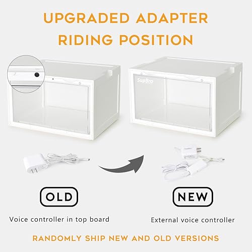 Miniatura 5 de SupBro Caja de colección LED, control de voz, caja de almacenamiento de zapatos de fácil acceso, almacenamiento apilable para zapatos con puerta de