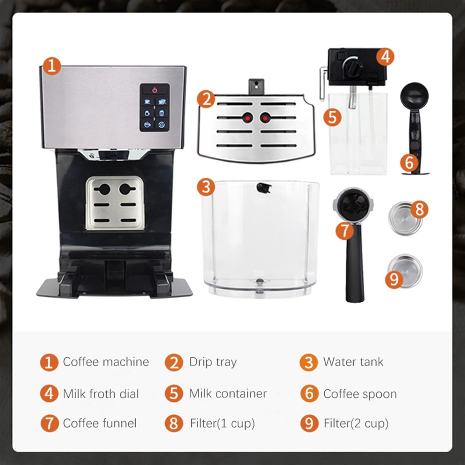 DieffematicKF Cafetera Máquina automática de café Espresso, Capuchino, café con Leche, cafetera Espresso Todo en uno con Espuma de Leche (Color : CJ-265, Size : UK)