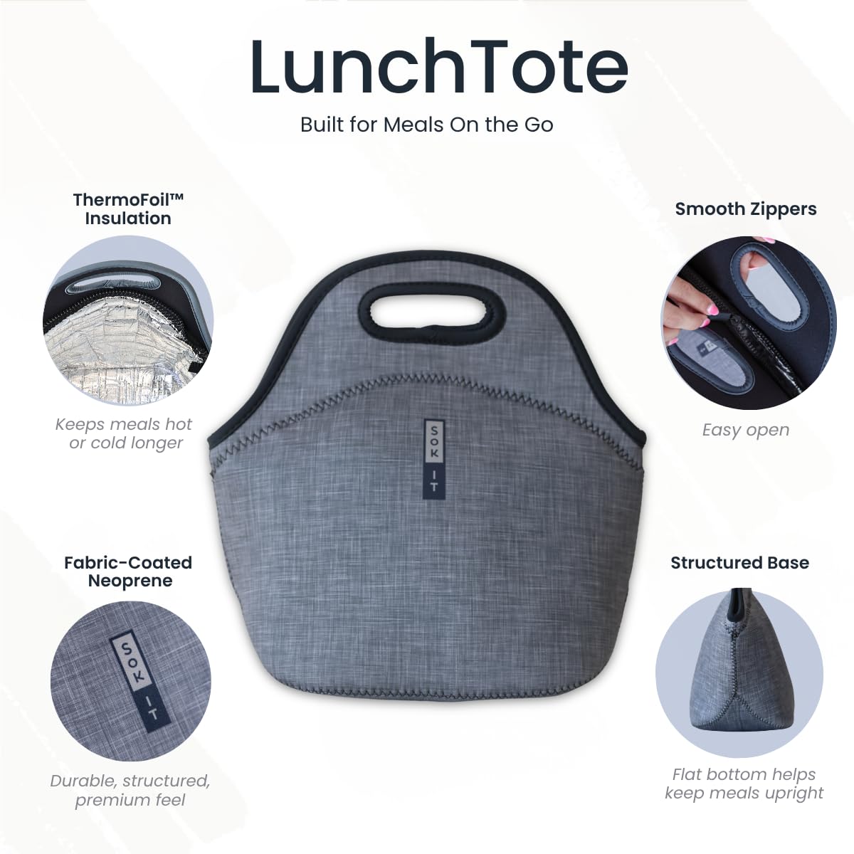 Amazon.com: Sok It LunchTote Zippered Bag Insulated Neoprene Caddy