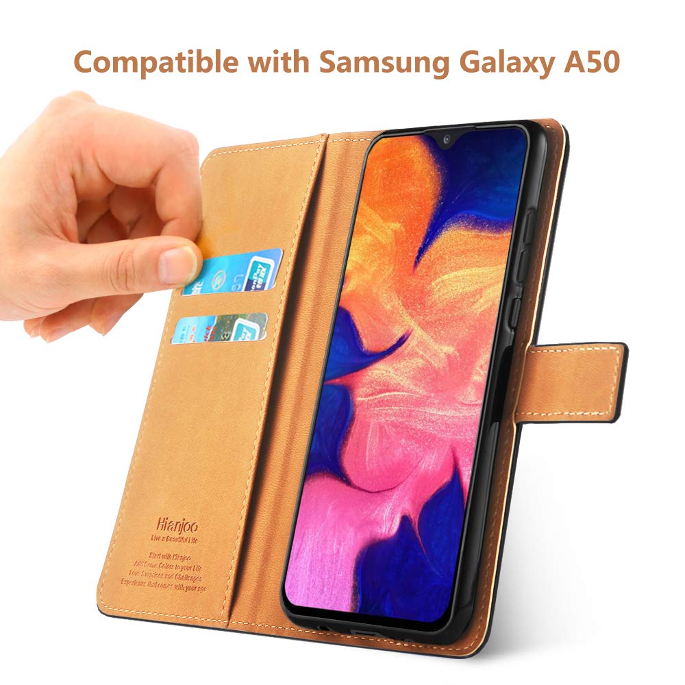 Hianjoo Etui na telefon kompatybilne z Samsung Galaxy A10, [skóra premium] portfel karty z klapką pokrowiec zamiennik do Samsung Galaxy A10 - czarne
