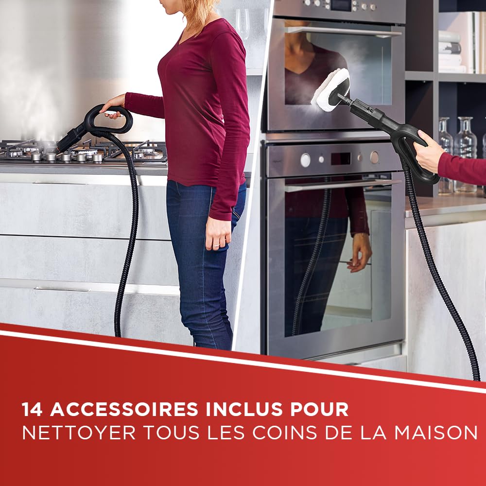 Polti Vaporetto Smart 120, Nettoyeur Vapeur avec Chaudière Haute Pression 4 Bars, Réservoir Amovible 2 Litres, Autonomie Illimitée, Chauffe en 2 Minutes, 14 Accessoires Inclus, Blanc et Noir