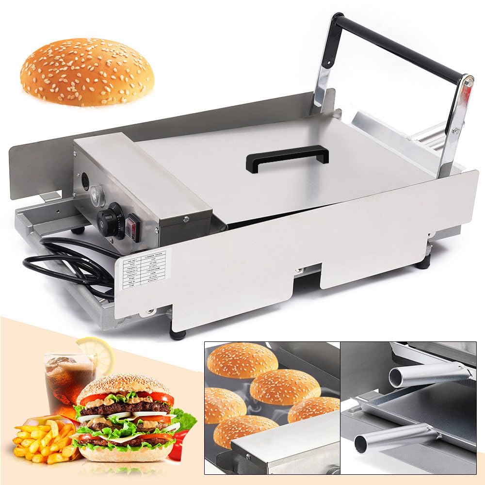 Grille-pain à hamburger pour cuire des petits pains - Double robuste - 2000 W - Contrôle du temps et de la température - Boîtier en acier inoxydable - 50-300 °C