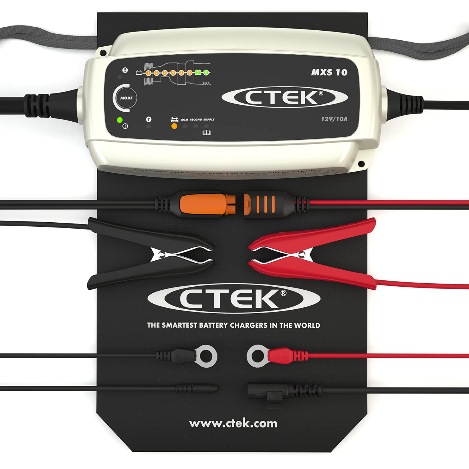 CTEK MXS 10 & CT5 TIME to GO Gulf Edition, 12 V Batterieladegerät, Batterieerhaltungsgerät, Countdown-Timer, Startanzeige, eingebaut Temperaturkompensation, Rekonditionierungsmodus und AGM-Modus