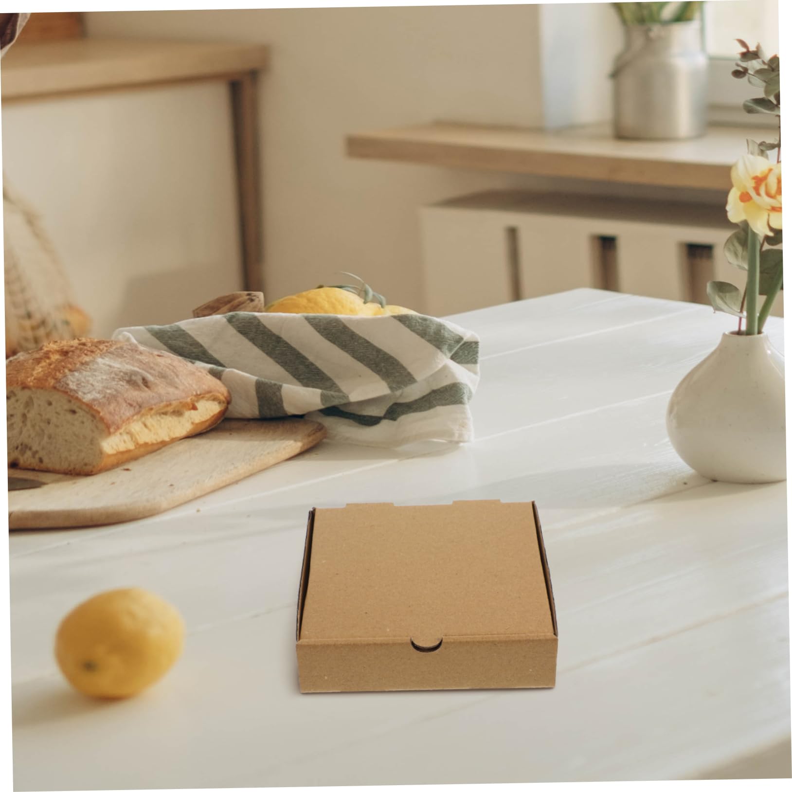 Cajas De Pizza Pequeñas De Papel Kraft, 10 Unidades De 16x16x4 Cm, Cajas Para Pizza Para Llevar, Embalaje Resistente Para Restaurantes y Fiestas