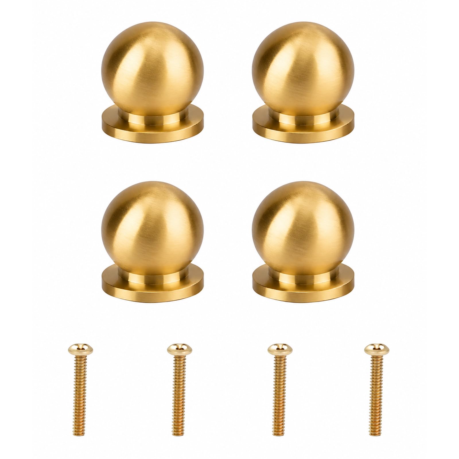 KOOLEVER 4PCS Brass Knobs,12mm Solid Brass Cabinet Knobs, for Jewelry Box Pulls, Kitchen Cupboard Knob, Antique Gold Vintage Ball (Yellow)