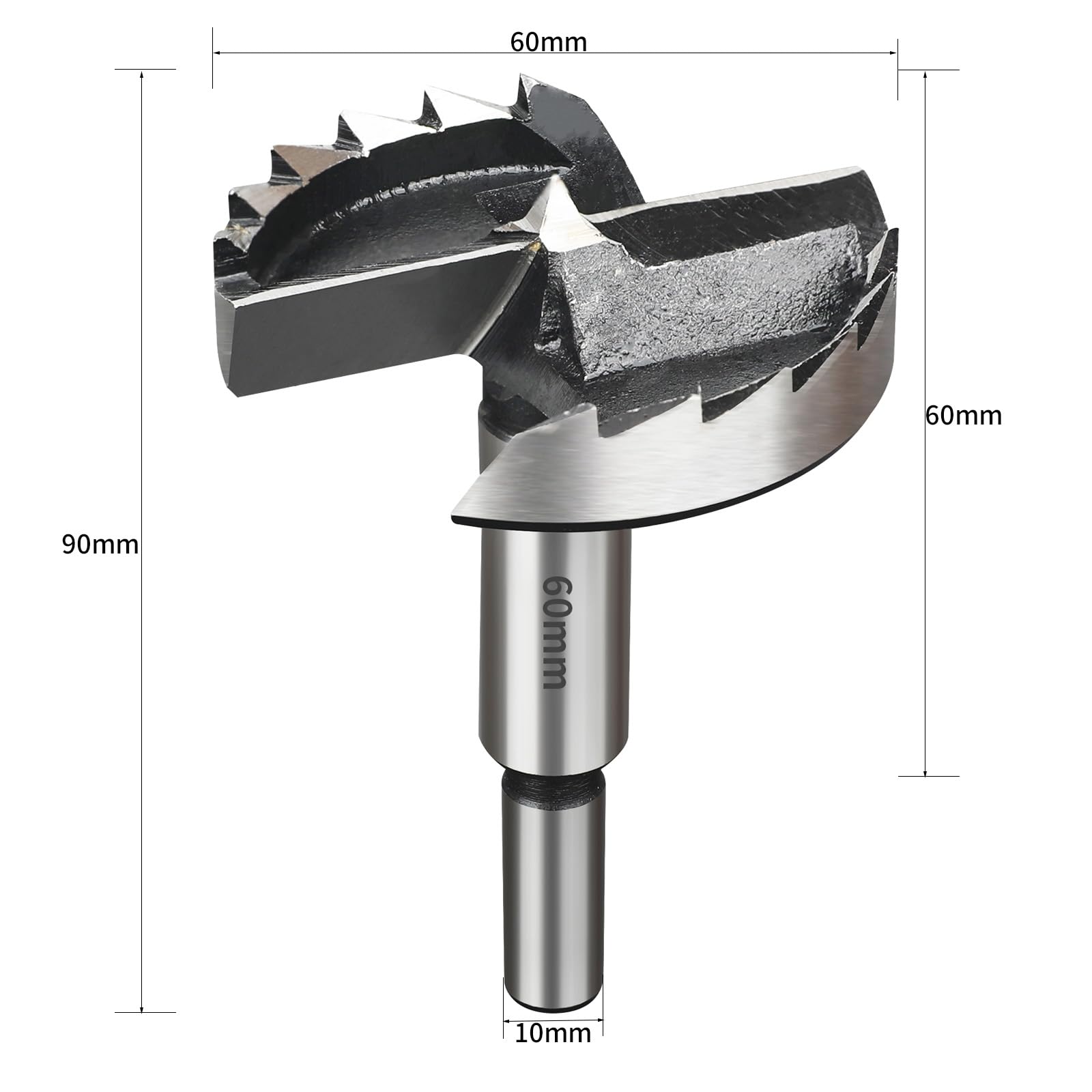 SUQIN 60mm Orofessional Foster Drill Bit, Round Shank Foster Woodworking Drill Bit - Image 2