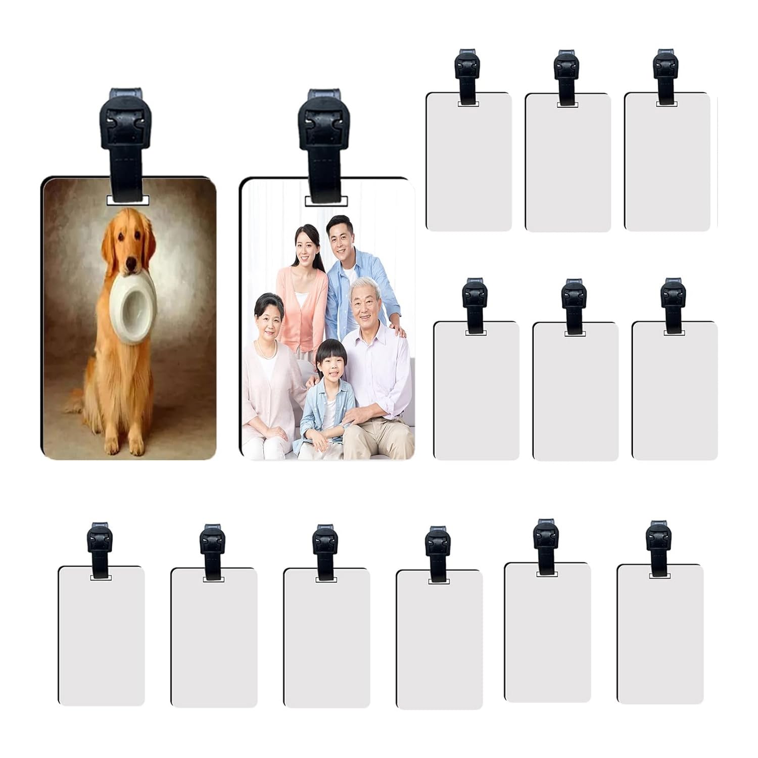 Etichette per bagagli vuote a sublimazione da 12/24 pezzi etichette per bagagli da viaggio vuote bianche con etichetta per valigia in MDF a doppia faccia con cinturino  21