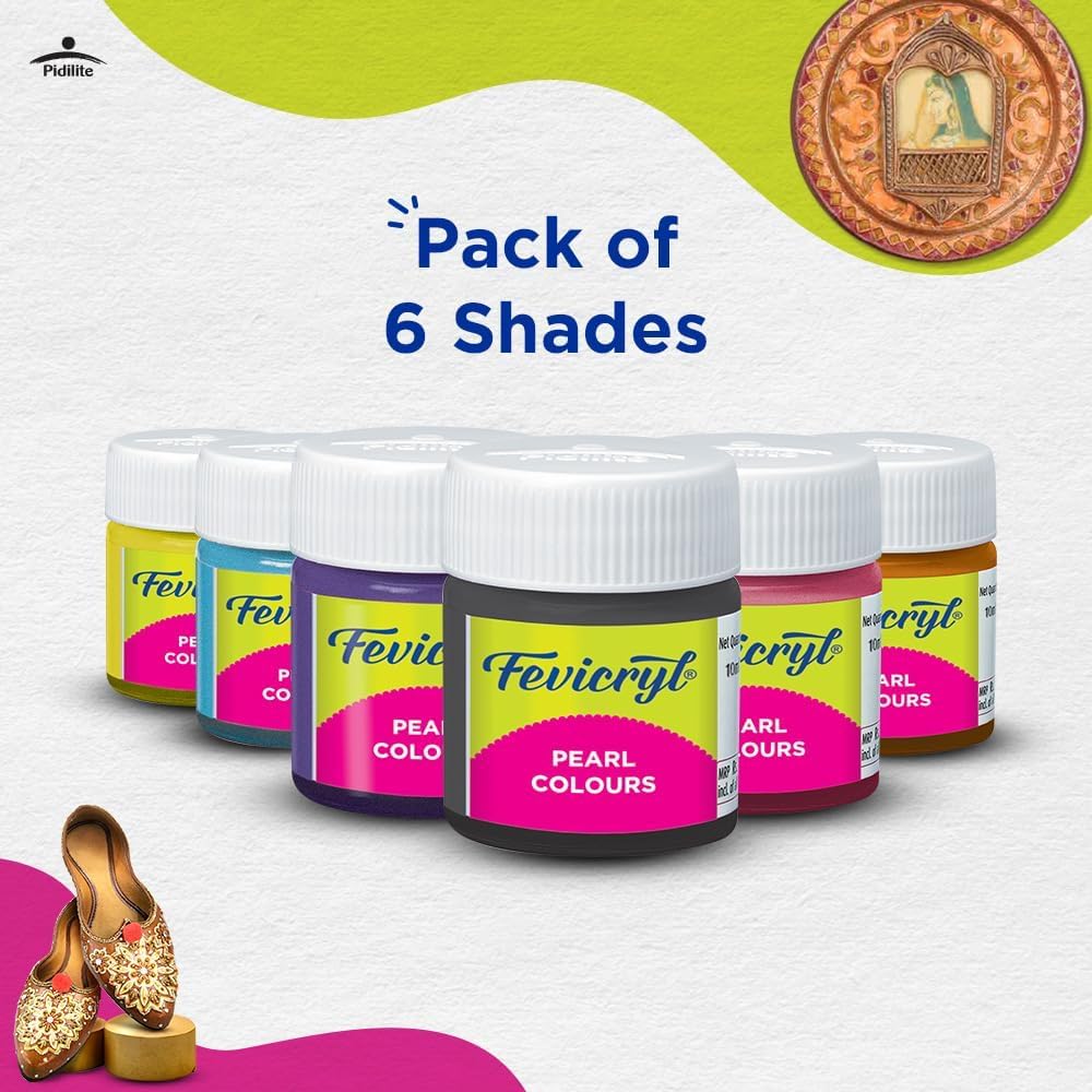 Fevicryl acrílico colores, Pearl Kit, 6 tonos