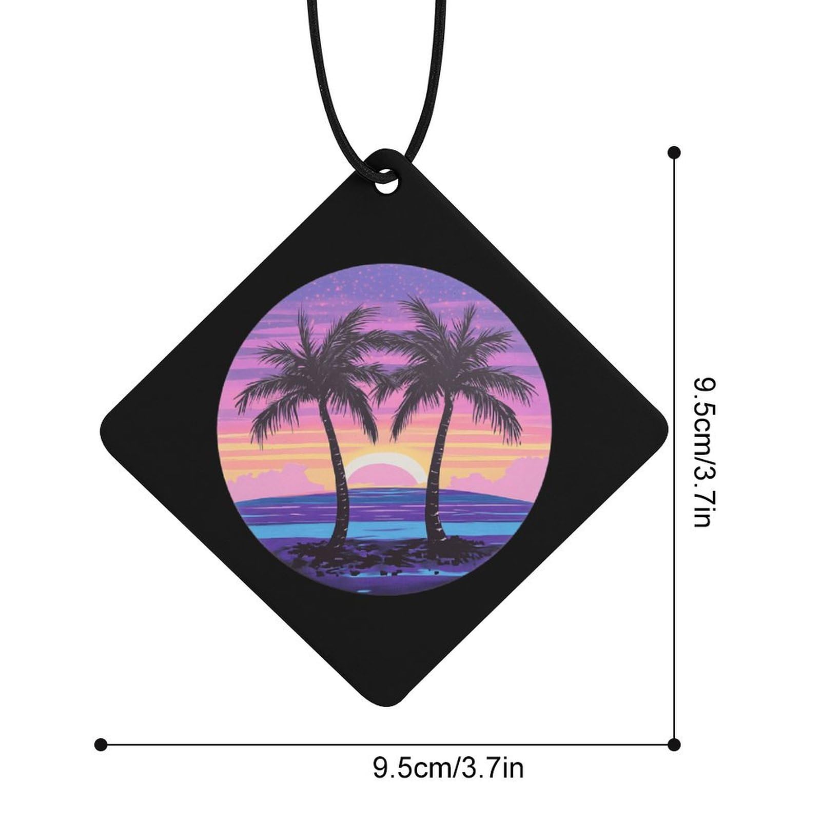 Palm Trees Beach Surf Sunset Car Air Freshener Hanging Aromatherapy Tablets for Car Accessories Rhombus