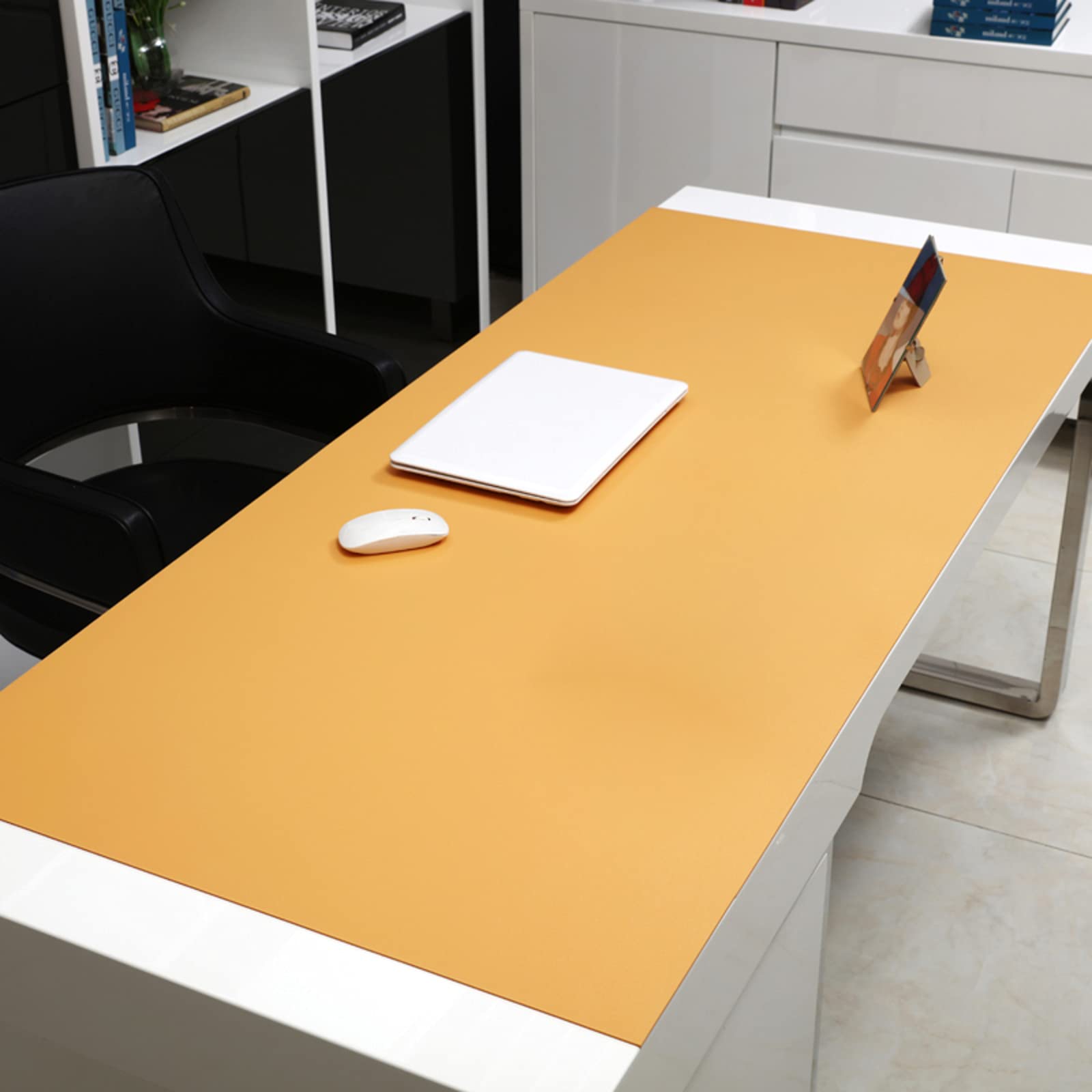 Multifunzionale Antiscivolo Tappetino Mouse Ergonomico Gioco Sottomano Da Ufficio Per Tastiera E Mouse,Grande PU Cuoio Sottomano Da Ufficio,Espanso Tappetino Mouse-Arancione 120x70cm(47x28inch)