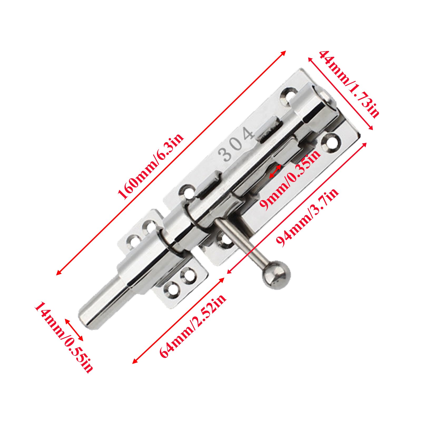 Schieberiegel-Torriegel 304-Edelstahl-Laufriegelriegel robustes Türsicherheitsschloss verdickte Türriegel-Hardware mit Befestigungsschrauben für Scheunenzaun Schuppen Keller 16cm