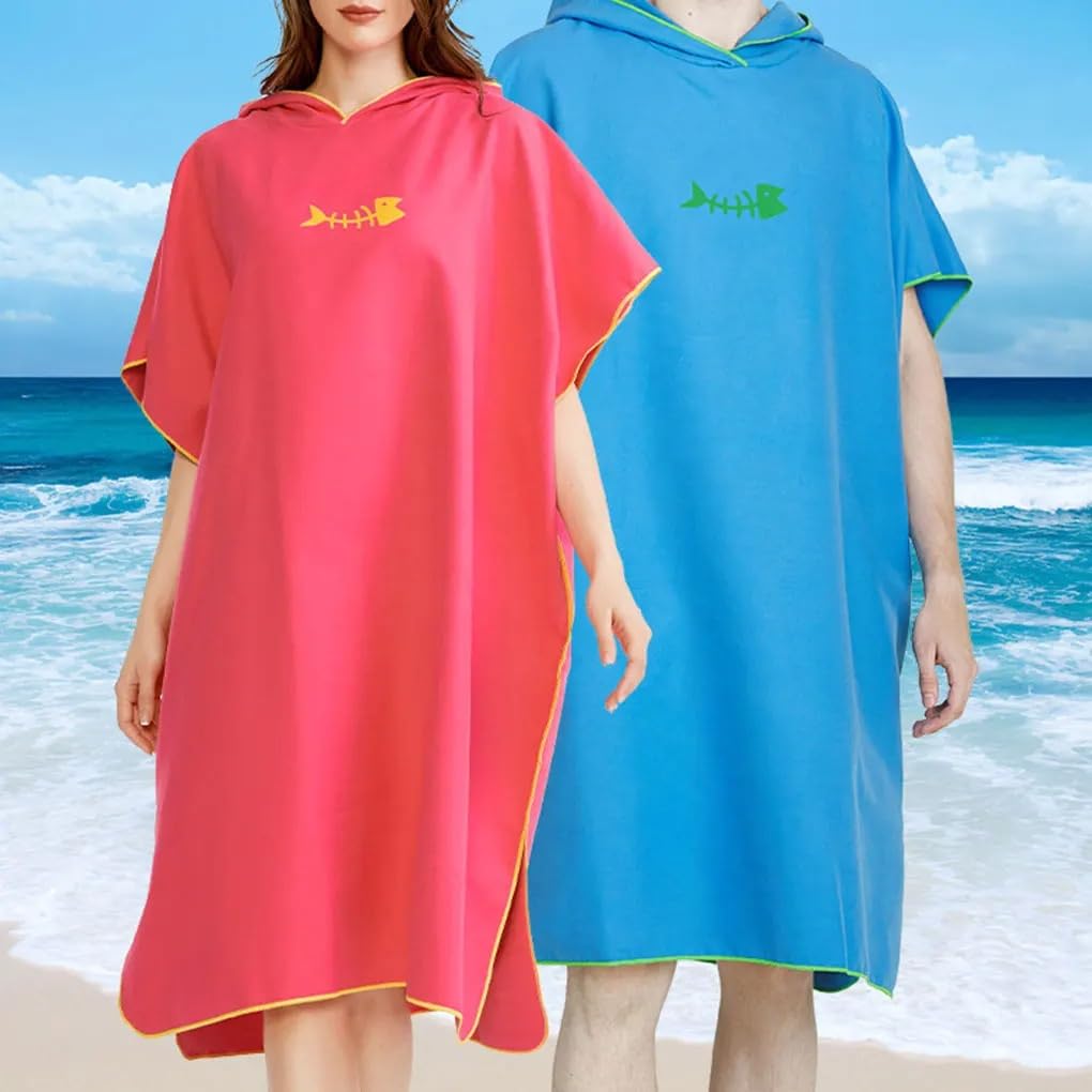 Ręcznik poncho z poliestru | Wielokolorowe surfowanie po plaży na basenie: szybkoschnący okład(Blue)