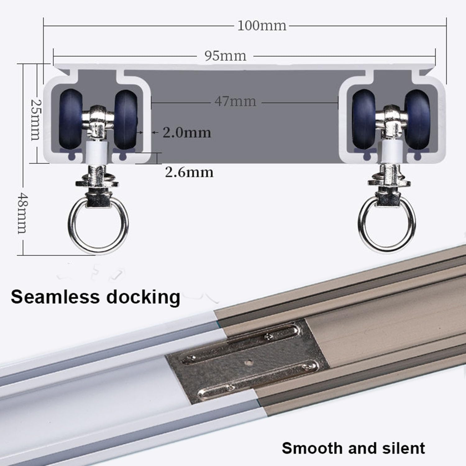 Podwójny drążek sufitowy - aluminiowa szyna do dzielenia pokoju RV ains zasłony prysznicowe wszechstronny 2-drożny design (szampański 1,2 m)