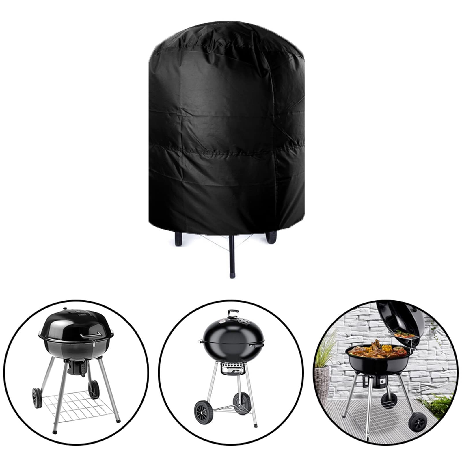 Funda para Parrilla Redonda, Impermeable y Antipolvo, para Barbacoa, protección contra la Lluvia, para Acampar y Barbacoa al Aire Libre