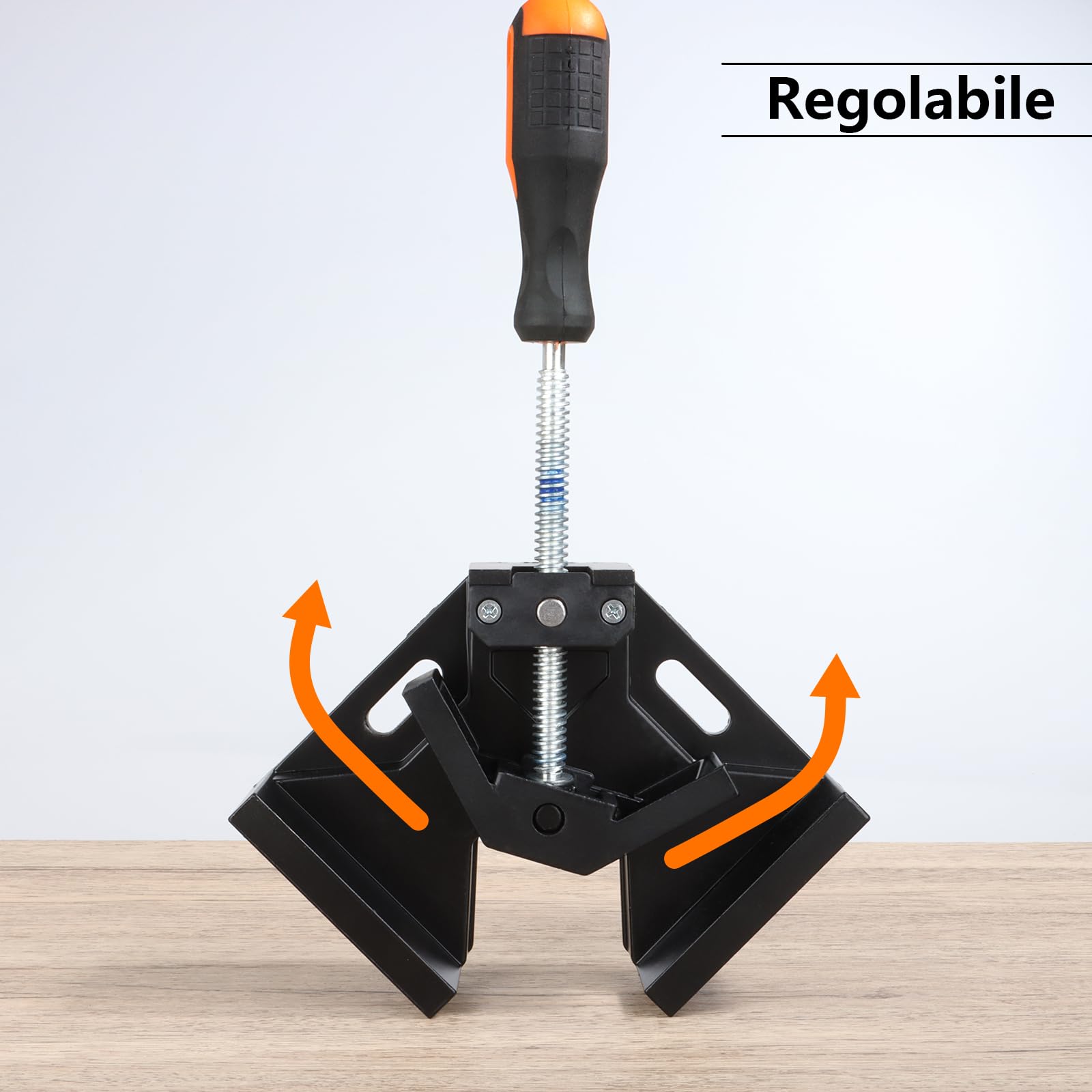 AKOLAFE 2 Piezas Sargentos Carpintero 90° Abrazadera de Ángulo Recto Sargentos de Apriete Roubst Clip de Esquina de Solo Mango con Mandíbula Giratoria Ajustable para Madera, Metal, Artesanía (Negro)
