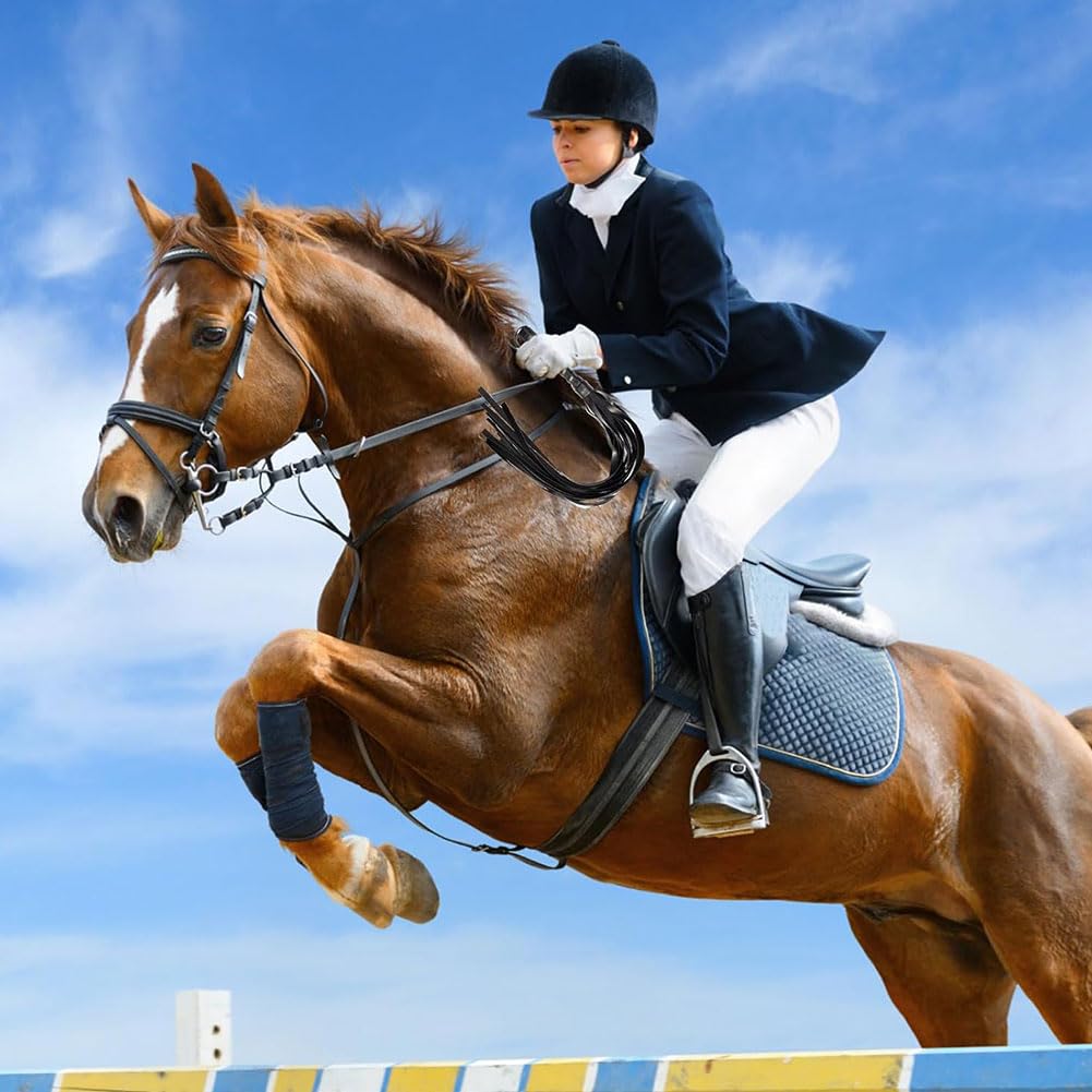 Látigo Ecuestre con Mango Suave de 45 cm,Látigo Ecuestre Herramienta,Látigo de Montar con Mango de Cuero,Herramienta de Entrenamiento Diario para Caballos, para Diario Deportes Ecuestres