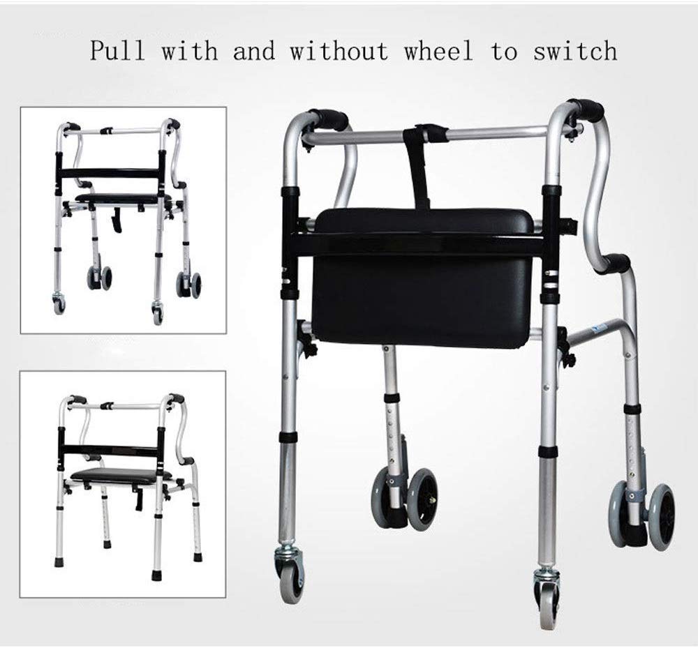 Chodziki dla seniorów Chodzik Wózek inwalidzki Aluminiowy chodzik Trening rehabilitacyjny Chodzik Składany jednym przyciskiem, Przenośna pamięć masowa, z siedziskiem Ai The New