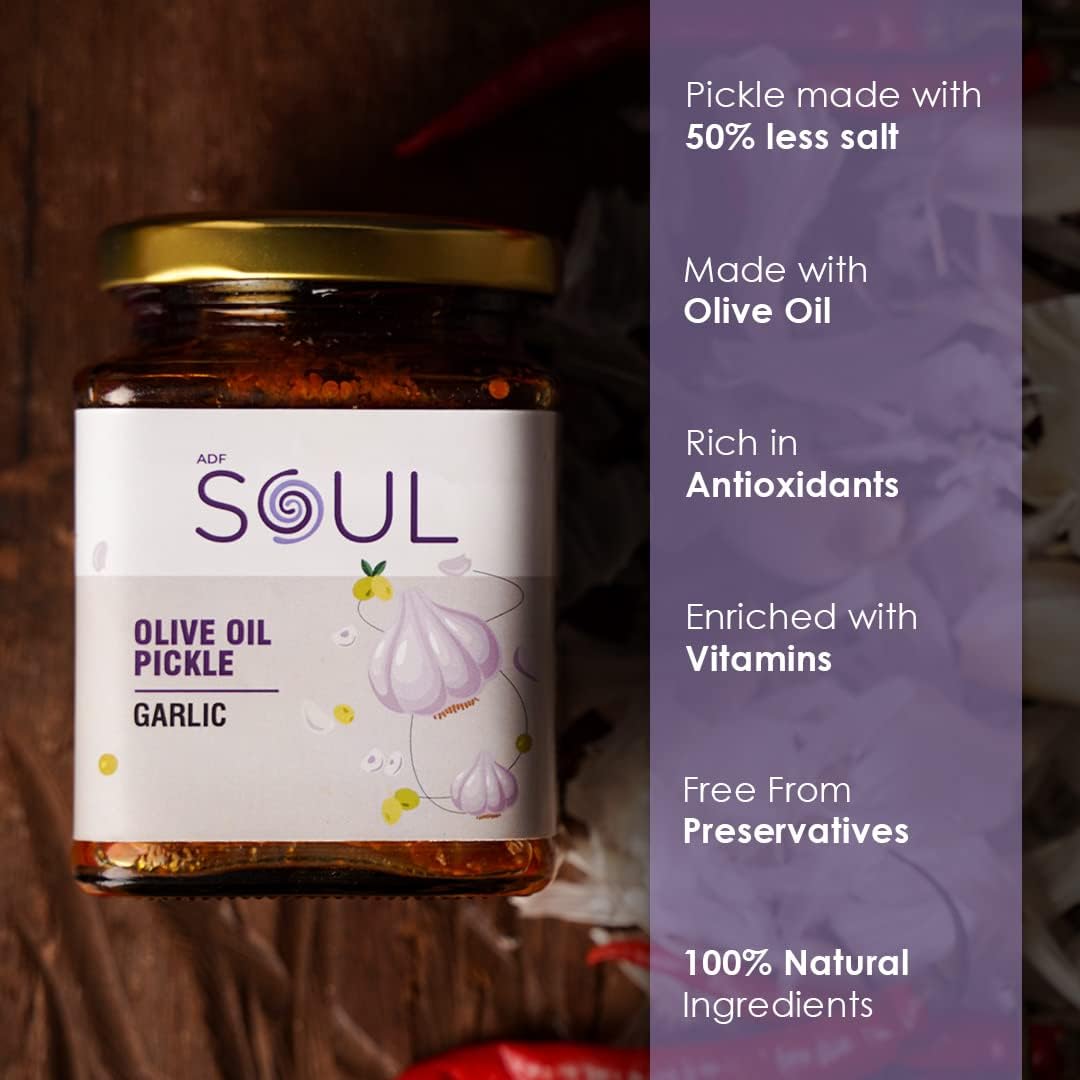 SOUL Pickle In Olive Oil Combo Pack Of 3 (Green Chilli Pickle 265 GM + Garlic Pickle 275 GM + Red Chilli Pickle 265 GM) 3