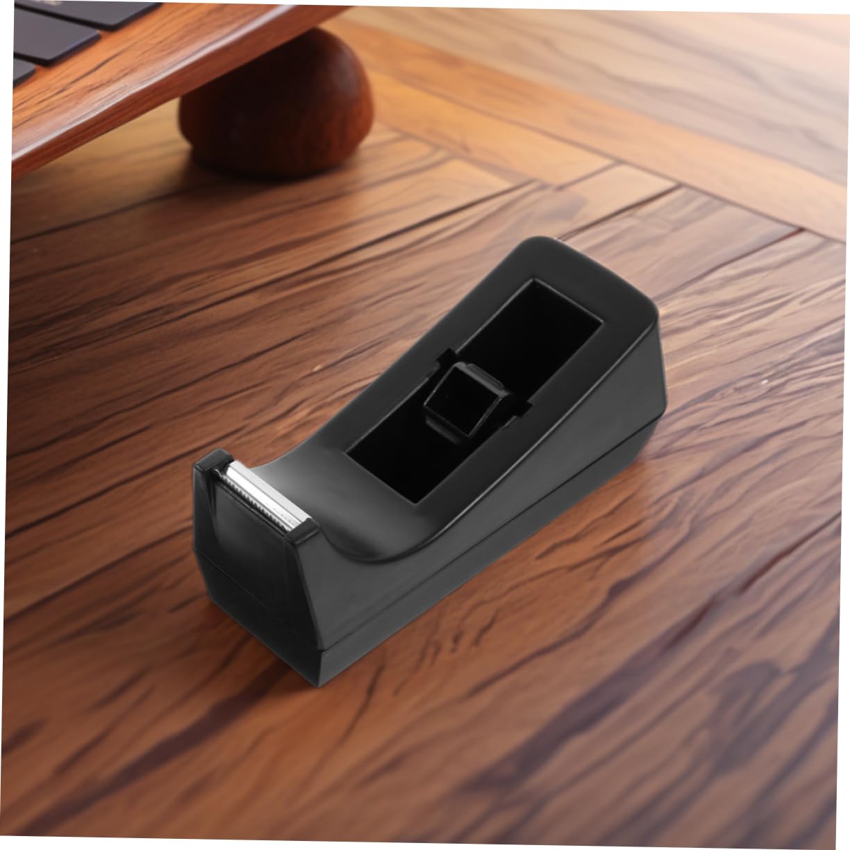Distributore di Nastro Adesivo da Scrivania Compatto Nero | Abs e Acciaio Inox, Uso Versatile per Workspace e Scuola, Design Estetico Struttura Robusta