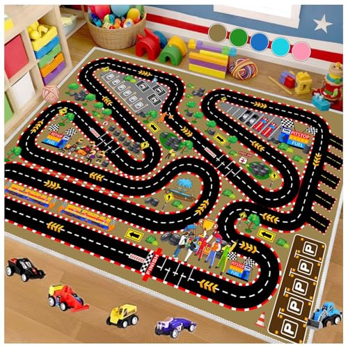 Kids Car Rug for Play Toy Cars, Race Track Play mat Carpet Kid Road Rugs for Playroom Classroom Kids...