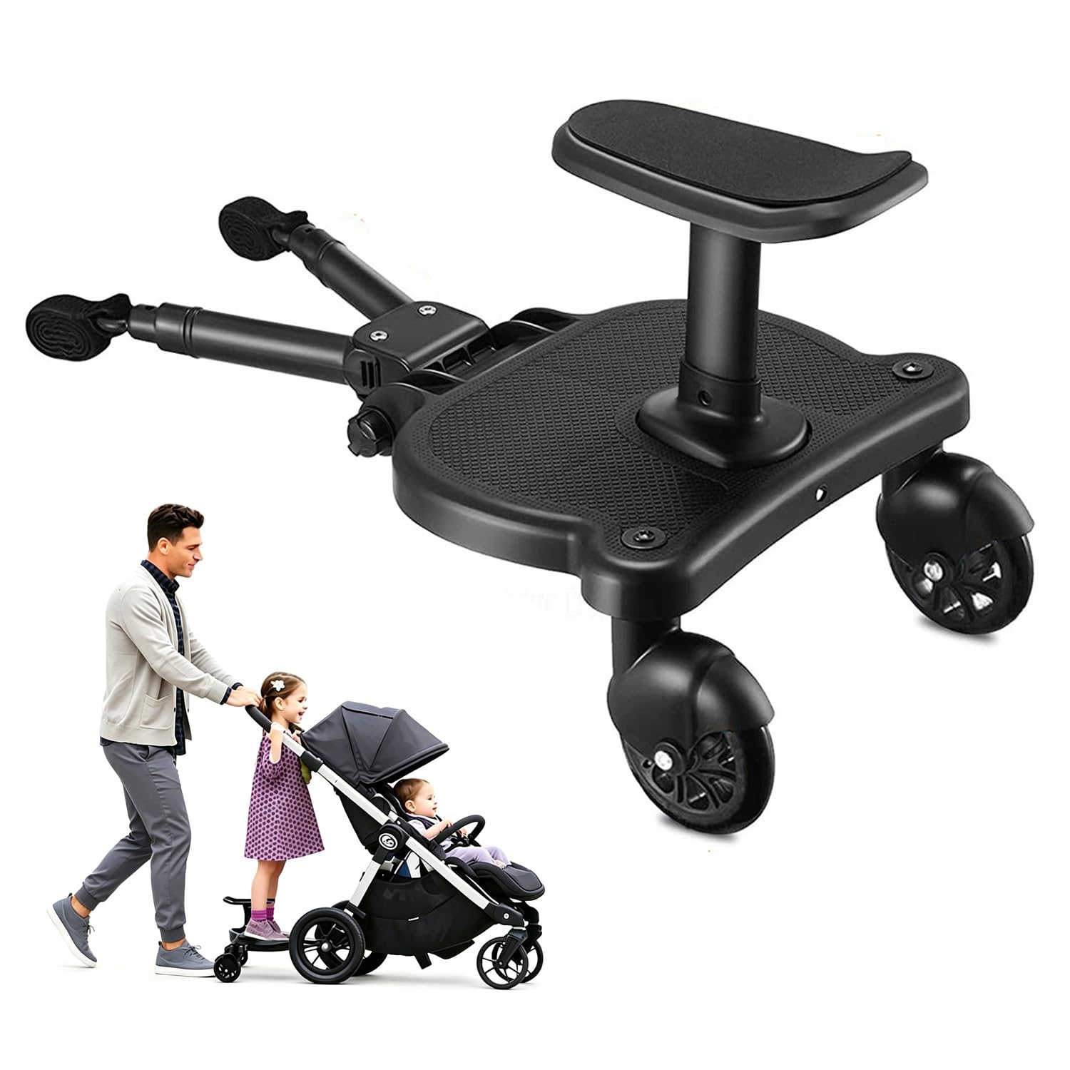 Photo 1 of **FOR PARTS/ MISSING ASSEMBLY PIECES** Naniruok Universal Stroller Board with Detachable Seat, 2 in 1 Buggy Board Suitable for Most Brands of Strollers, Holds Children Up to 55 lbs