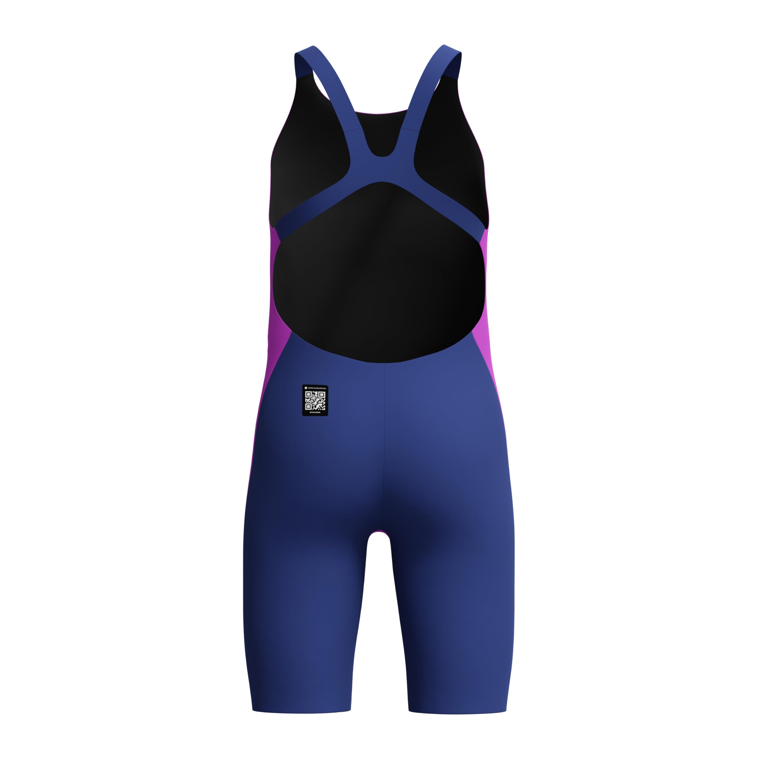 Speedo Fastskin Junior Endurance+ Max Badeanzug mit offenem Rücken, Kniehaut, Neongelb/Noble Navy